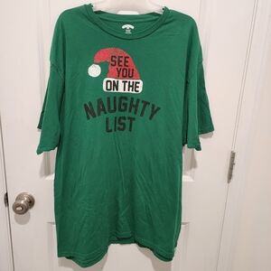 Holiday Time Mens 3X (54-56) Green See You On the Naughty List Christmas T-Shirt